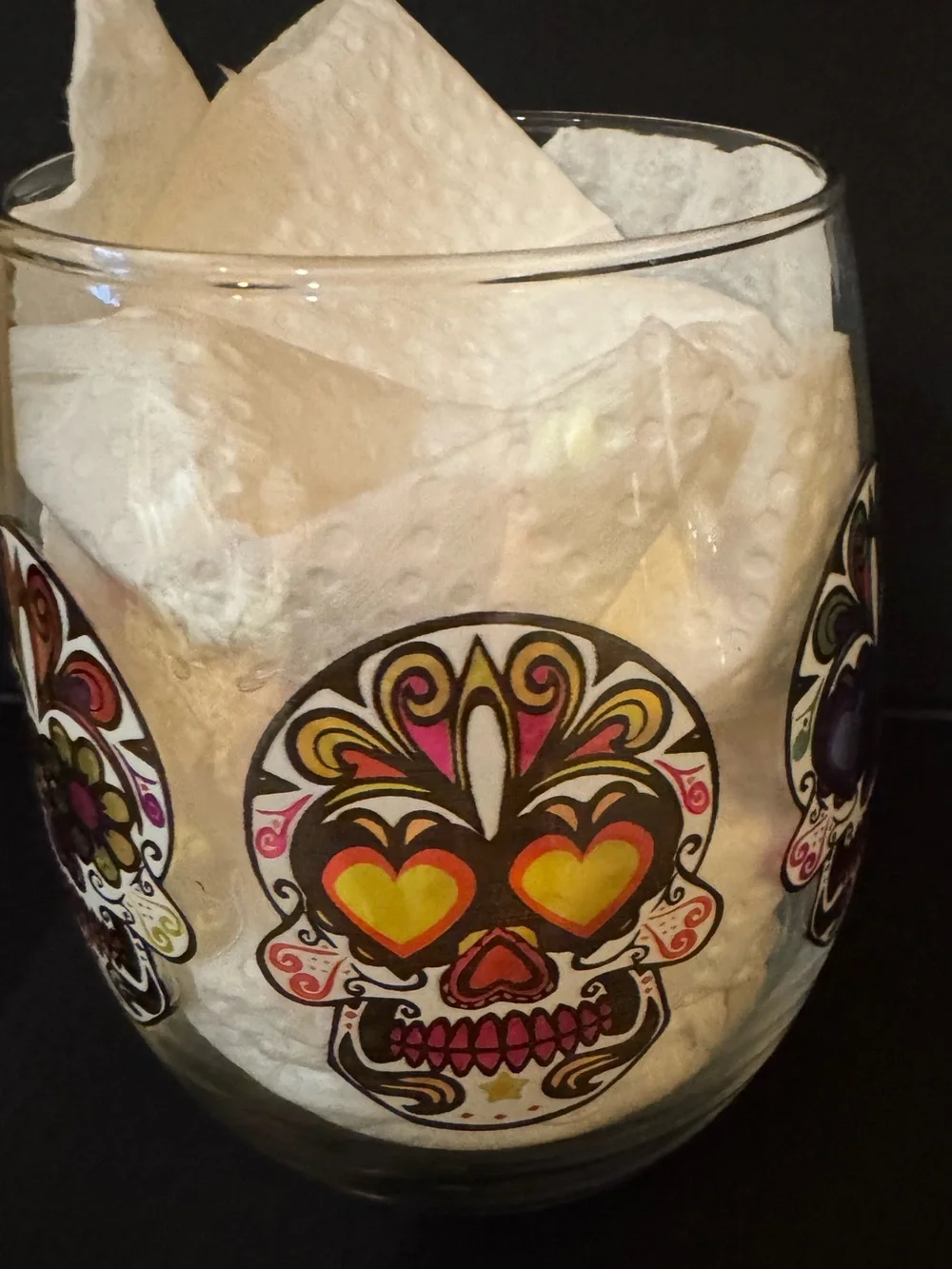 Day of the Dead: Decorative Skull Stemless Wine Glass (1)